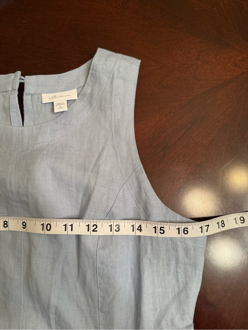 J.Jill Love Linen S Petite Blue Midi Dress w Embroidered Scarf Coastal - Picture 10 of 15
